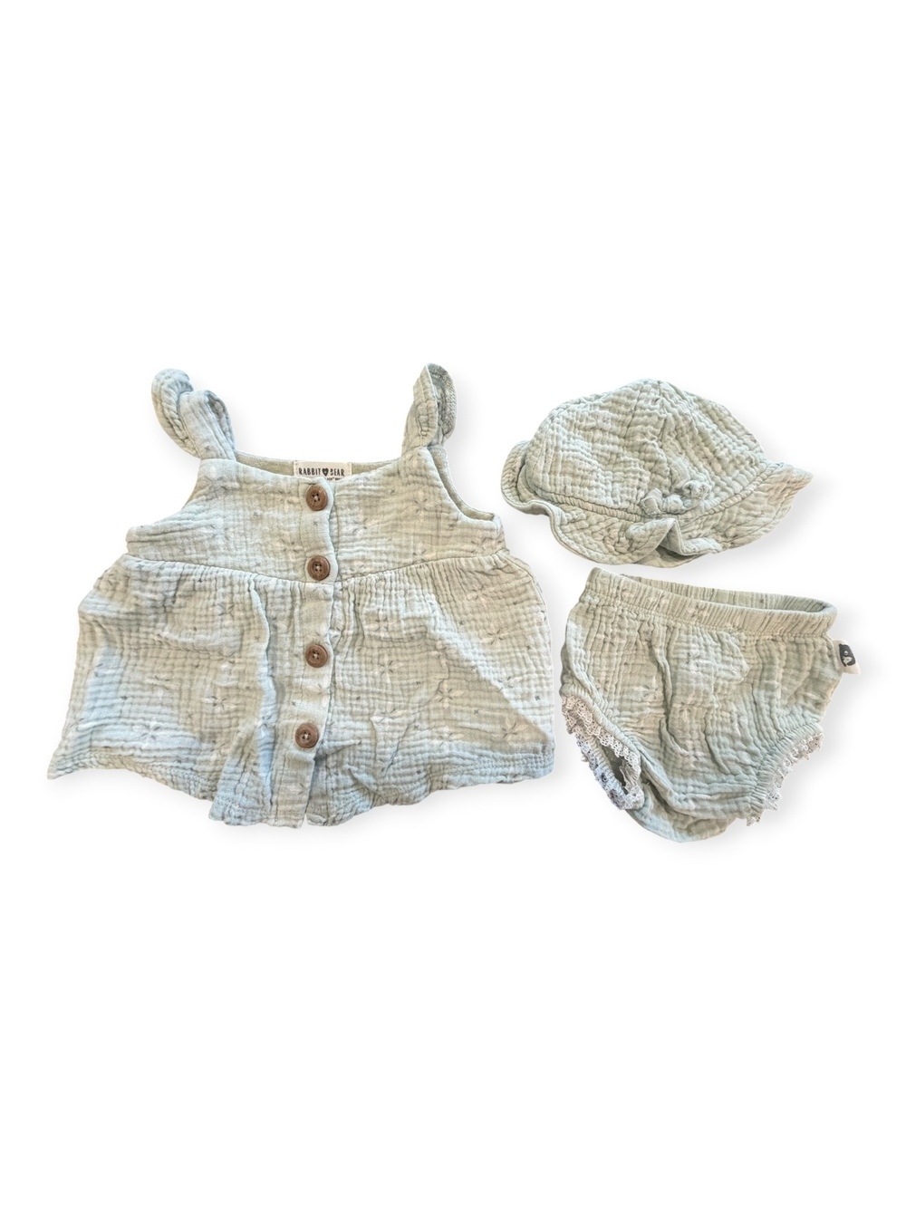 Rabbit & Bear Baby Girl 3-Piece Set - Size 0-3M, Light Green